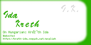 ida kreth business card